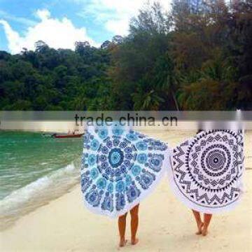 Indian Round Mandala Beach Towel with Fringe