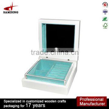 Manufacturers wooden velvet mirror jewelry box for jewelry storage boxes