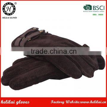 HELILAI Gloves Manufacturer In China Brown Suede Leather Men Gloves