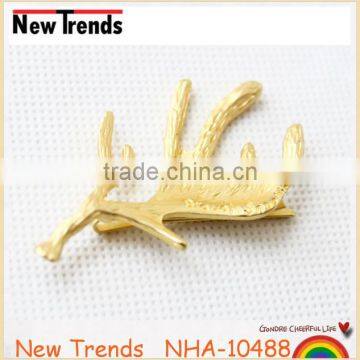 Wholesale women hair accessories jewelry gold plated deer antlers hair clips