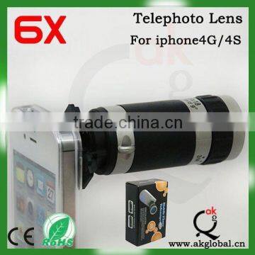 mobilephone telescope 6X zoom Telephoto lens for iphone4/4s iphone5 ipad samsung galaxy S3 i9300