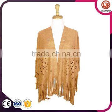 2016 New Fashionable Tassel Promotional Suede Poncho photo-3