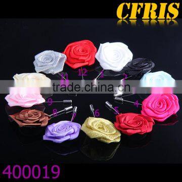 2016 New arriving fresh color silk flower lapel pins