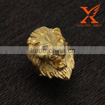 In Stock Cool Design Lion Head Hip Hop Rings Animal Head Fashion Finger Gold Rings With the Lion photo-5