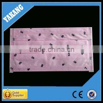 3ply pink background with black number spunlace disposable non-woven nouth to mouth face mask