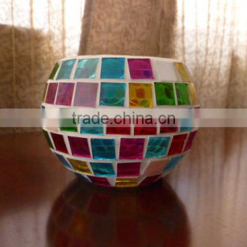 coloful glass mosaic candle stand