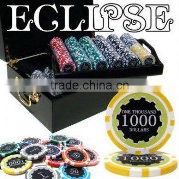 500pc Eclipse Poker Chip Set with Black Mahogany Case