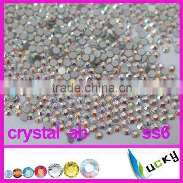 New 2014! High Quality ss6 1440pcs/bag crystal ab Flat back non hotfix rhinestone nailart Strass crystal beads For DIY                        
                                                Quality Choice