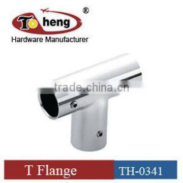 T flange for shower door support bar