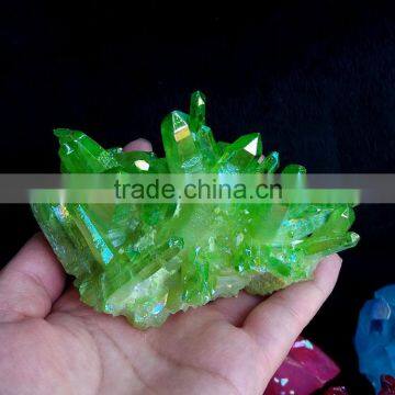 Mini Green Angel Aura Titanium Aura Quartz Crystal Cluster Healing Stones photo-2