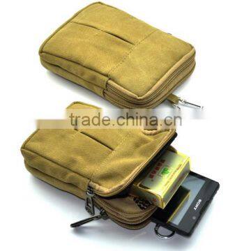 Durable Khaki Canvas Waist Bag for Iphone 6s Plus