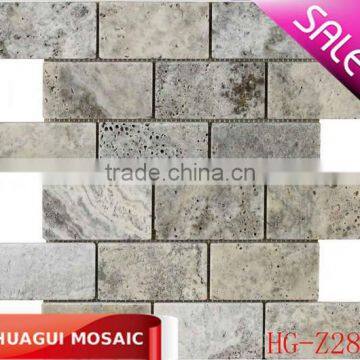 Silver Grey Tumbled Travertine Mosaic HG-Z284