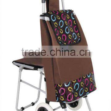 Portable Supermarket Shopping Cart, Portable Folding Shopping Trolley With Chair, Rolling Folding Shopping Cart With Seat photo-3
