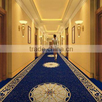 Blue base nonflammable nylon printed hotel corridor carpet