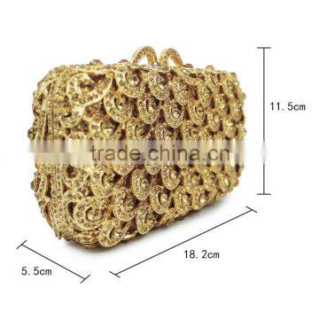 Gold Crystal Rhinestone Elegant Wedding Diamante Ladies Clutch Evening Bag (88161A-GG) photo-2