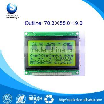 128x64 STN yellow-green 128x64 dot matrix graphic lcd display