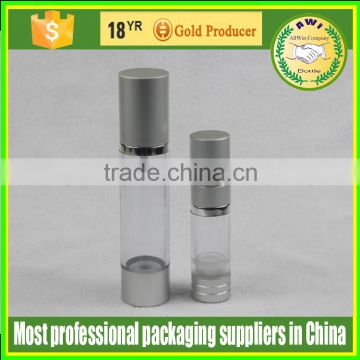 wholesale skincare airless pump bottle 15ml silver for serum