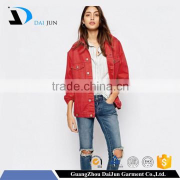 Daijun oem best quality windproof red jeans jacket women