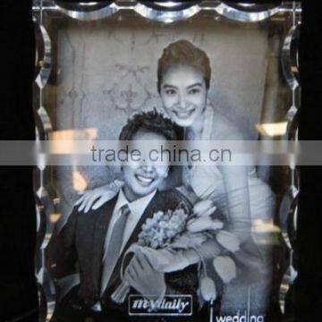 2016 Hot sale 3d laser crystal photo frame for fabulous wedding gifts