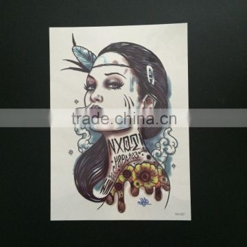 WX- 027 Beautiful Woman Temporary Tattoo Sticker/ Safe Disposable CMYKI Tattoos