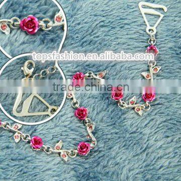 Red flowers shoulder bra straps rhinestone bra straps