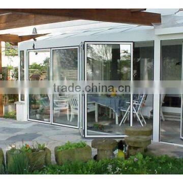 2015 modern Aluminum Glass Sliding Door with side install box railing and inset sliding rollers for balcony