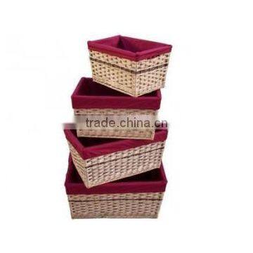 willow storage basket,with the cloth,set of 4