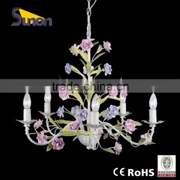 SD1073/5 Garden Style Chandelier/ White Brush Gold Pendant Lights/Girl Room Decorative Chandelier