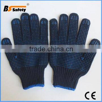 BSSAFETY 2015 wholesale cotton knitted pvc garden work glove