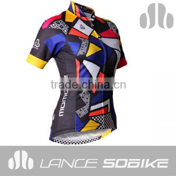 2014 New Style Women Sublimation Printing Cycling Tops Custom 135gsm Polyester Bike Shirts Cycling Jersey