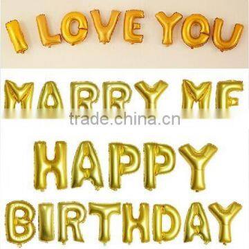 Hotting sale 16 inches foil inflatable balloon, decoration letter balloon, words/letter balloon