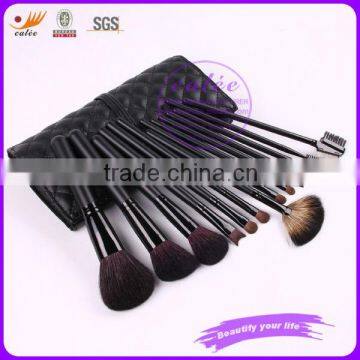 14pcs Black Cosmetic Brush Set with Natural Hair and Synthetic Hair