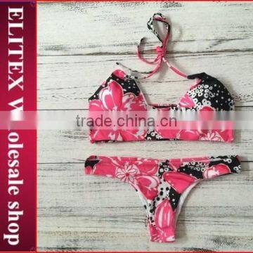 2017 Newest Red Flower Sexy Print Swimwear Brazilian Bikini CK349