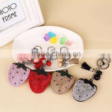 Diamond Stones Strawberry Pendants Charms for Handbag and car key and keychain