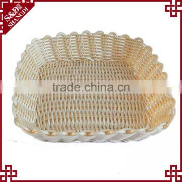 S&D Cheap Plastic Polyrattan Empty Square Hand Made Table Hollow Out Fruit Basket Decoration photo-3