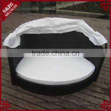 Pet Furniture All Weather Black Wicker Woven Luxury Pet Bed With Canopy photo-2