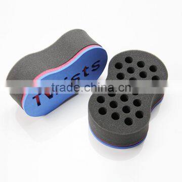 Factory supplied cheap useful double sides black sponge magic hair twist sponge