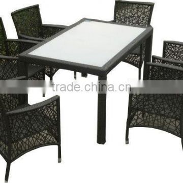 mexican outdoor wicker dining set unique weaving design with glass 2107+2107C