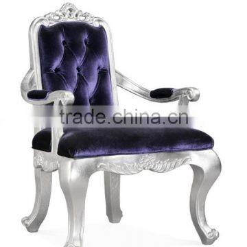 Luxury wooden dining room armchair in purple color