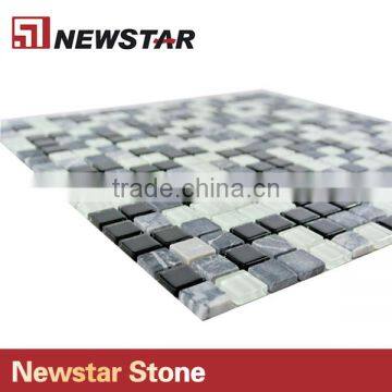 Newstar Black Grey And White Marble Tile Mix Glass Swimming Pool Mosaic photo-5
