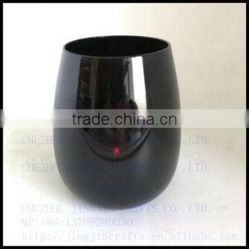 450-600ml solid black egg glass candle container