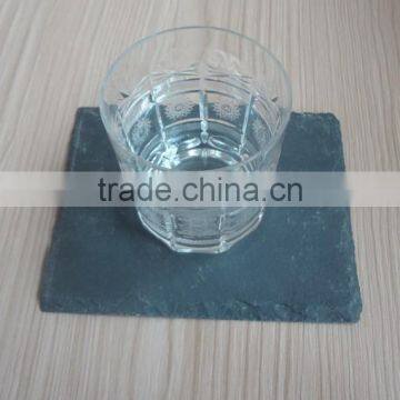 Elegant Rough Edge Black Slate Coaster With Crystal Glass Tumbler photo-5