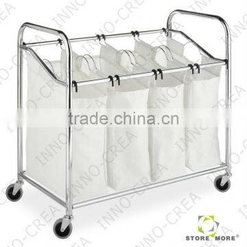 Chrome and Canvas Four Section Laundry Sorter photo-2