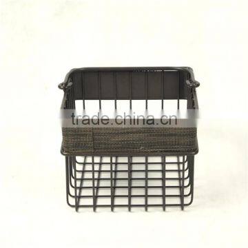 Square Metal Wire and Textilene Bathroom Caddy With Handle photo-3