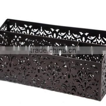 Bronzed desk organizer for office/metal punched storage basket