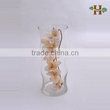 Handmade clear bamboo glass vase, special shaped home use glass artware