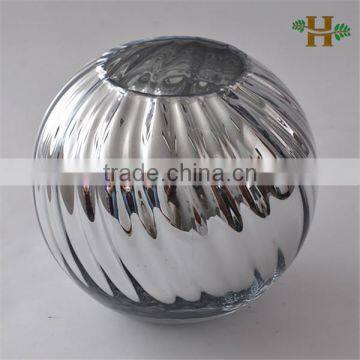 Silver Plated Glass Terrarium Round Glass Vase, Sphere Glass Jar