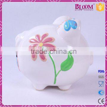 Simple Design White Pig Shape Ceramic Cheap Piggy Bank photo-4
