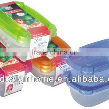 2 PCS FUCHSIA, TURQUOISE, LIME GREEN, ORANGE 0.75L RECTANGULAR PP PLASTIC FOOD CONTAINER