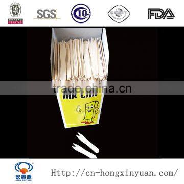 100% Natural Birch Material Disposable Wooden Chip Fruit Fork photo-2